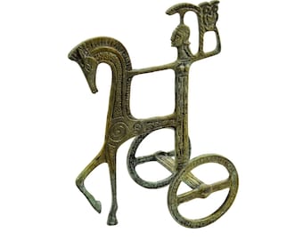 Bronze Chariot of Goddess Athena and her Owl – Greek War Chariot Figurine, Athenian Symbol of Strength & Victory, Goddess of Strategy