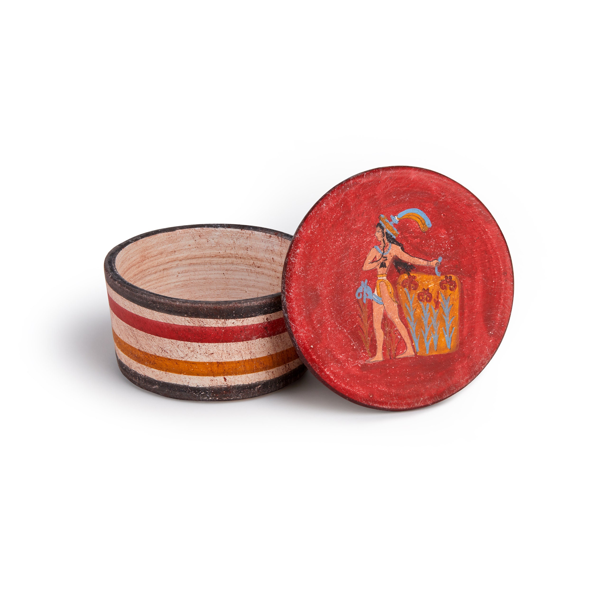 The Lilly Prince Ceramic Jewelry Box, Ancient Greek Young King, Knossos Palace, Minoan Crete, Home decorative item, ideal for History Lovers