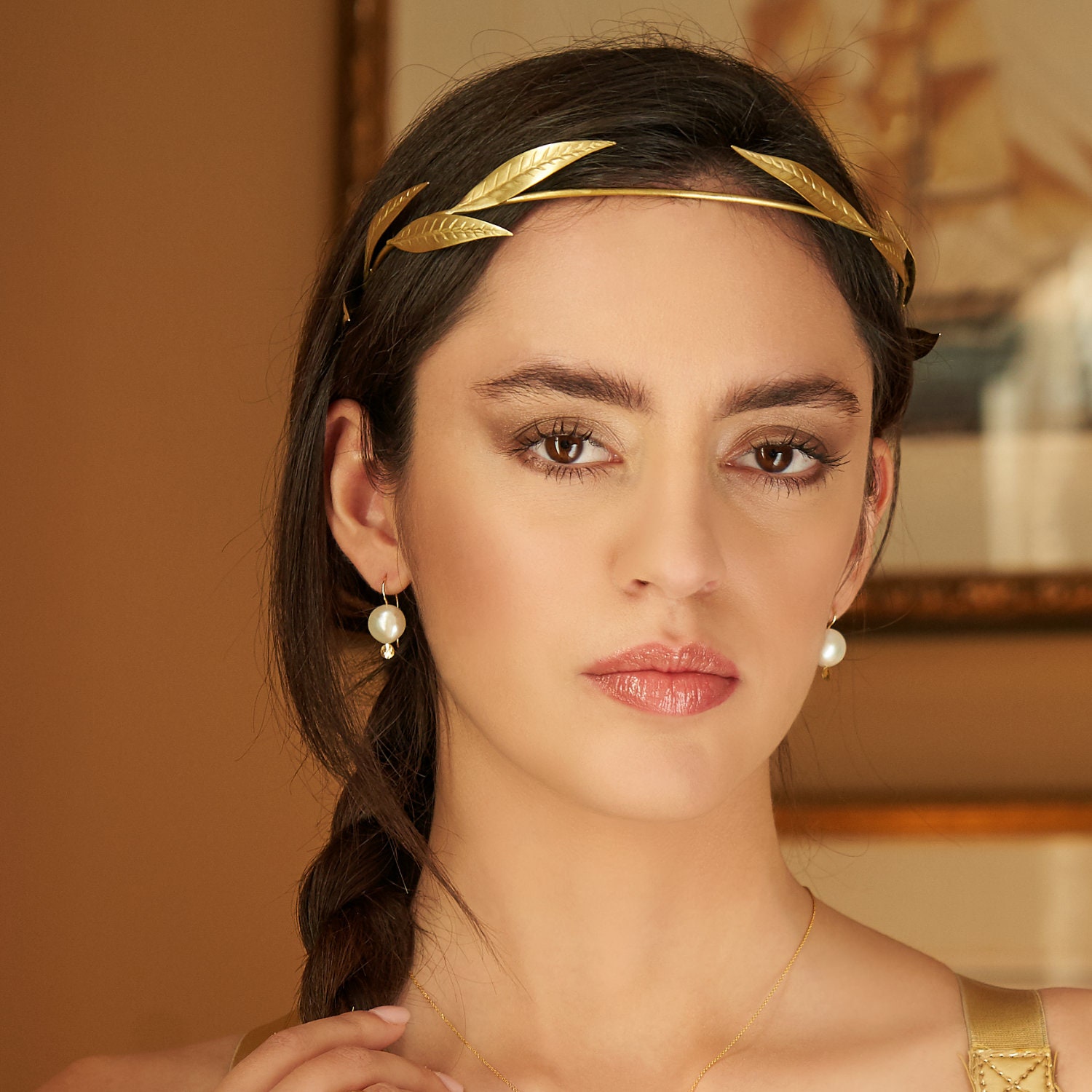Greek Goddess Olive Leaf Headband – Gold Laurel Wreath  display picture 1