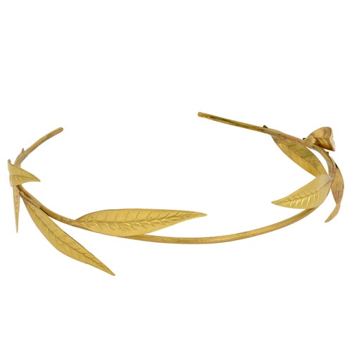 Diadema de hoja de olivo de diosa griega: corona de laurel dorada, corona nupcial, regalo mitológico, accesorio de la antigua Grecia, hecho en Grecia.