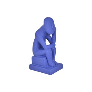 Coloured Thinking Cycladic Idol – Hand-Painted Cycladic Idol Thinking pose, Cycladic thinker sculpture replica, Symbolic Cycladic Art