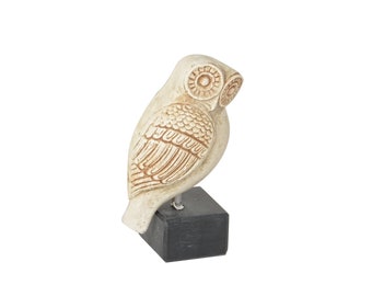 Ancient Greek Athenian Owl Figurine - Symbol of Wisdom, Goddess Athena Holy Bird, Ancient Greek Mythology Decor, Teacher or Student Keepsake