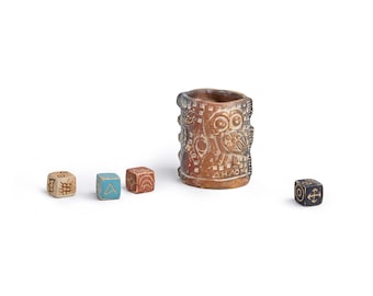 Ancient Greek Fortune Telling Dice Game –Ancient Greek dice oracle, Greek Symbols&#39; Game, Meaningful Gift for All, Ceramic Game