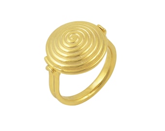 Golden Spiral Ring – Exclusive Gold-Plated Sterling Silver Jewel, Symbol of Life & Energy, Inspired by Ancient Greek Symbols