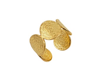 Phaistos Disc Ajustable Small Ring – Sterling Siver jewel, Minoan-inspired Ancient Greek Jewelry with Mysterious Spiral Script, Gift for Her