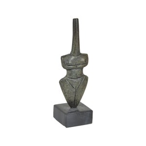Small Bronze Cycladic idol in violin shape – minimal Aegean Cycladic Art replica, Greek art, perfect collectible for lovers of modren design
