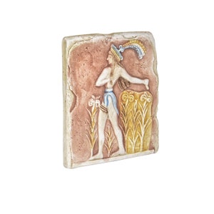 The &quot;Lilly Prince&quot; Ceramic Fresco Relief, Ancient Greek Young King Wall Art, Knossos Palace, Minoan Crete, Home decorative item