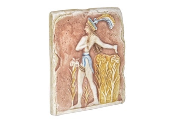 The "Lilly Prince" Ceramic Fresco Relief, Ancient Greek Young King Wall Art, Knossos Palace, Minoan Crete, Home decorative item