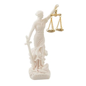 Greek Goddess of Justice Themis with Large Scales and Sword – Legal Symbol, Law Office & Lawyer Gift, Lady of Order, Justice Goddess Statue