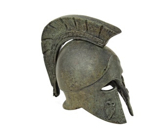 Spartan Warrior Helmet with Meander Design – Corinthian Bronze Battle Helmet, Ancient Greek Warfare, Ancient Greece History Gift for Him
