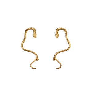 God Asclepius Single Snake Climber Statement Earring – Serpent Sterling Silver Boho Jewel, Ancient Greek Mythology Jewelry, Gift for Her
