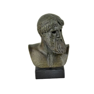 Ancient Greek Poseidon Statue – Handmade Bronze God of the Sea Bust, Mythological Home Decor Inspired by Classical Antiquity