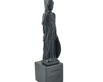 Standing Goddess Athena Figurine Holding a Spear + a Shield – Goddess of War & Strategy, City of Athens, Gift for Lovers of Greek Mythology