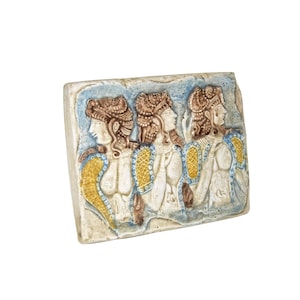 Minoan &quot;Ladies in Blue&quot; Ceramic Fresco, Minoan Wall Art Replica from Ancient Crete, Knossos Palace Minoan Women, Women Aristocrats