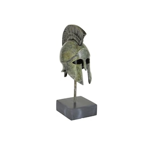 Greek Warrior Helmet with Meander Design – Bronze Spartan Helmet Replica, Ancient Greece Decor, Greek Gift for History Lovers,  Greek Made