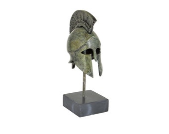 Greek Warrior Helmet with Meander Design – Bronze Spartan Helmet Replica, Ancient Greece Decor, Greek Gift for History Lovers,  Greek Made