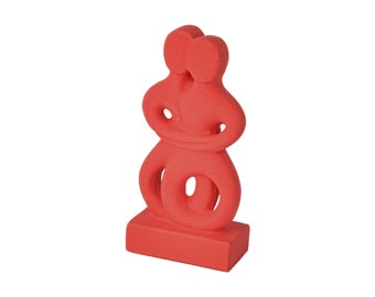 Coloured twins Cycladic idol – hand-painted Pop Greek art replica, tribute to a couple and tribute of friendship, symbolic gift for all