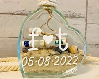 Wedding gift personalized, message in a bottle wedding personalized, maritime gift, wedding gift, cash gift