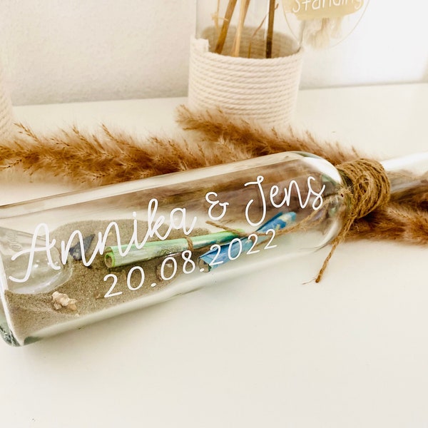 Flaschenpost personalisiert, Flaschenpost Hochzeit personalisiert, Maritime Deko, Geschenk Hochzeit, Geldgeschenk, Geld Geschenk Hochzeit