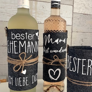 Gift Wine Bottle Banderole Packaging Personalized, Gift Mother's Day, Gift Father's Day