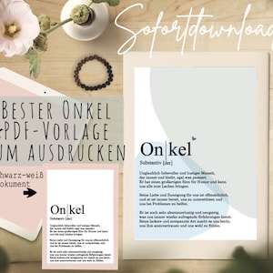 Geburtstag PDF Vorlage Onkel,  Onkel Geschenk DIY, Onkel Geschenk, bester Onkel, Onkel Text Geschenk