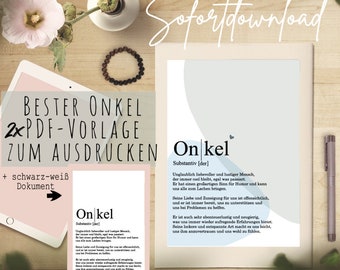 Geburtstag PDF Vorlage Onkel,  Onkel Geschenk DIY, Onkel Geschenk, bester Onkel, Onkel Text Geschenk