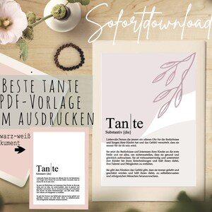 Geburtstag PDF Vorlage Tante,  Tante Geschenk DIY, Tante Geschenk, beste Tante, Tante Text Geschenk