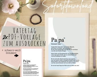 Father's Day PDF Template to Print, Last Minute Father's Day Gift, Father's Day Gift Instant Download, Father's Day DIY