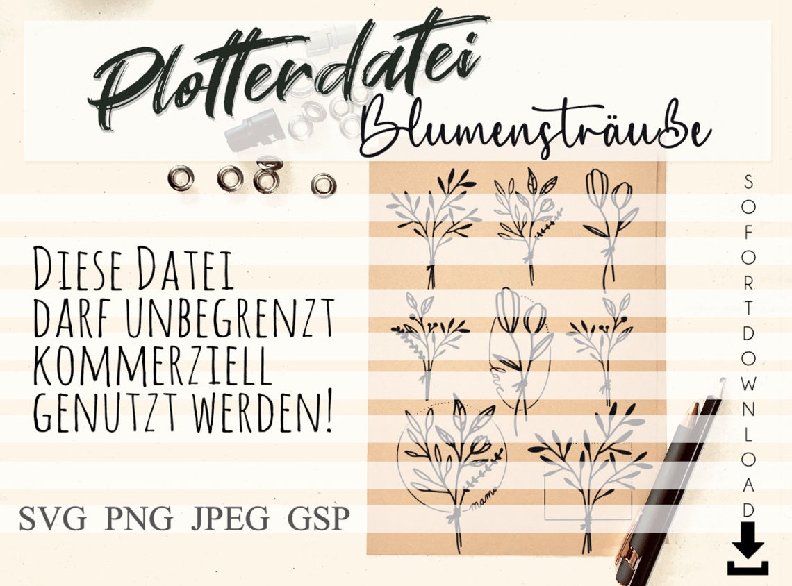 Bouquet Plotter File, Bouquets of Flowers Plotter File, Flowers SVG ...