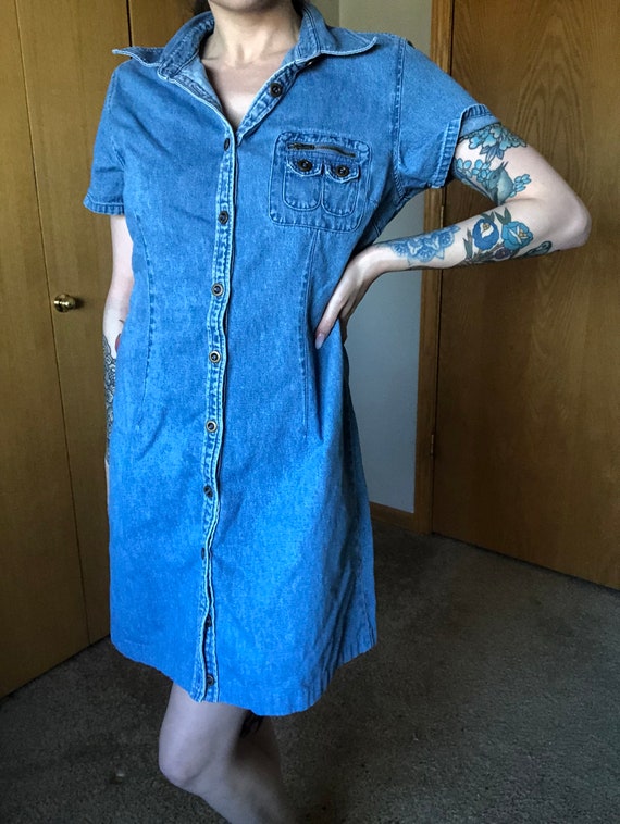 Denim Dress Vintage 1990s - image 3