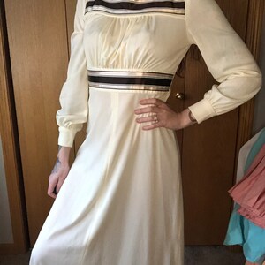 Brown Stripe & Cream 70s Dress