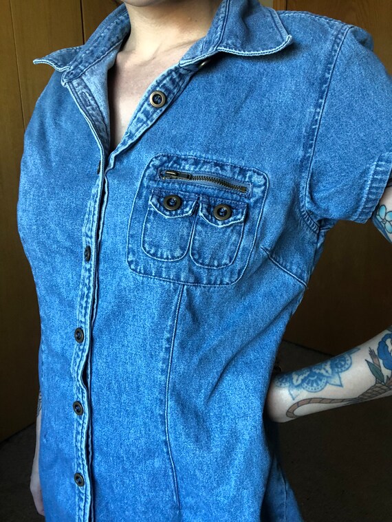 Denim Dress Vintage 1990s - image 4