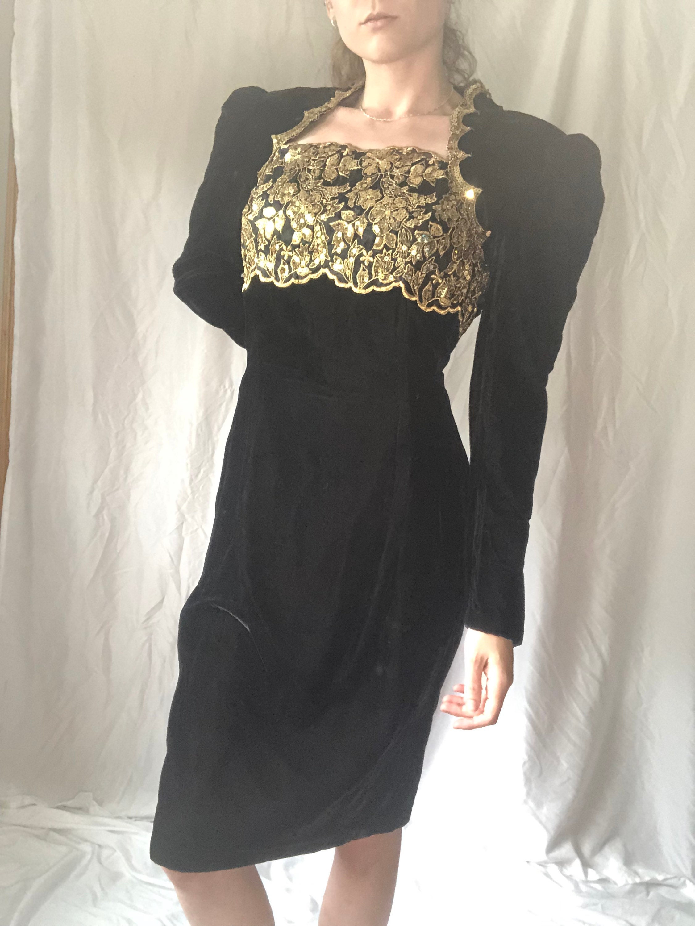 black and golden dress