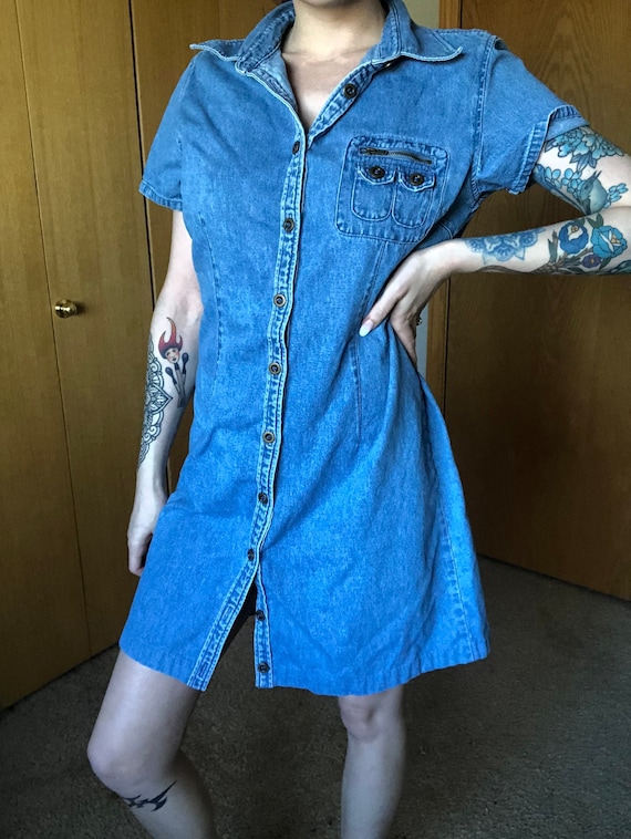 Denim Dress Vintage 1990s - image 1