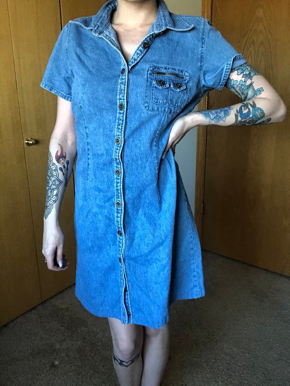 Denim Dress Vintage 1990s - image 2