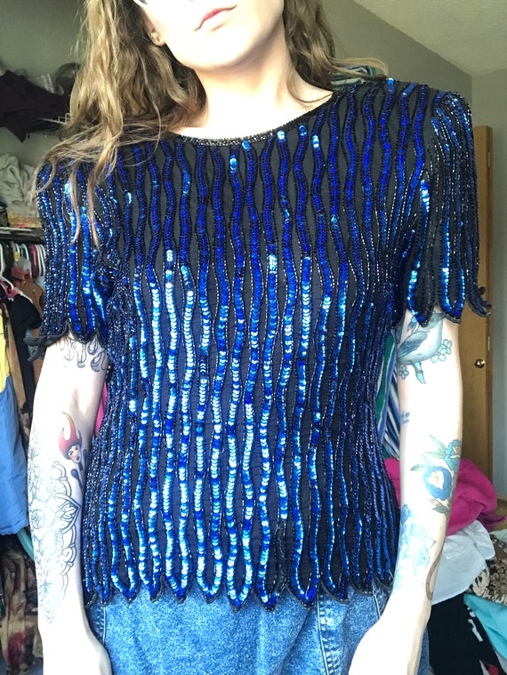 Sequin 1980s Blouse