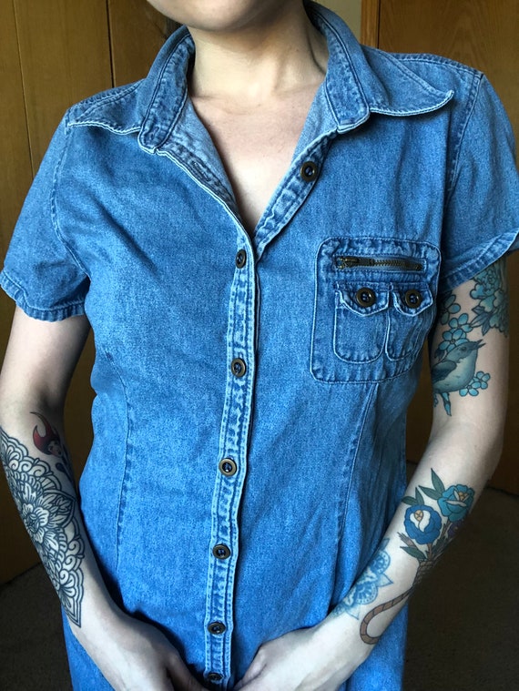 Denim Dress Vintage 1990s - image 5