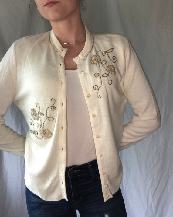 Vintage 60s Beaded Cardigan - image 2