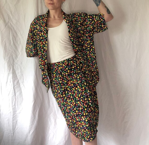 80s Gem Pattern Skirt Set - image 1