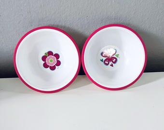 VINTAGE 2 Plastic Bowl Plates Kids Childrens Dinnerware Set, Butterfly Y2k
