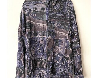 Vintage Pronto Uomo Dress Shirt Abstract Made In Italy Size M