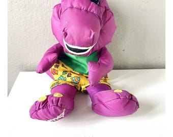Vintage 90s Barney Purple Dinosaur Water Pals Plush Bath Toy 13"