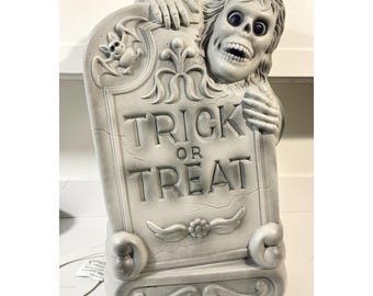 Vintage Halloween Blow Mold Trick Or Treat Tombstone General 28" Lighted