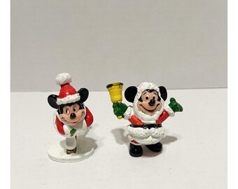 Vintage Disney Christmas MICKEY & MINNIE 2" Applause PVC Cake Topper Figures