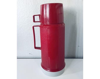 Vintage Thermos Solid Red/ Filler  Cup Made USA Camping Backpacking Nature