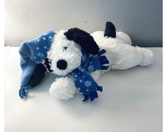Vintage Caltoy Puppy Dog Plush Stuffed Anima White Black