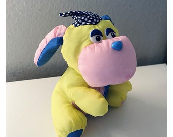Vintage Neon Pink Plush Puff A Lump Style Stuffed Animal
