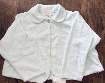 VTG Herbcraft Midweight Terry Cloth 1-Button Baby Blue Lounge Bed Size Large NWT