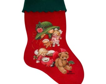 Vintage Ruth Morehead Christmas Felt Stocking 17 Inches