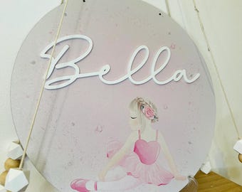 personalised ballerina wall plaque sign